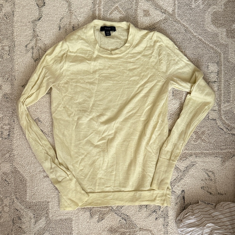 J. Crew Light Yellow Crewneck Sweater 100% Merino Wool